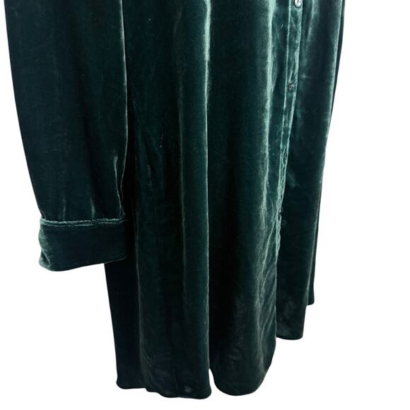 Eileen Fisher Velvet Long Sleeve Button Up Silk Blend Shirt Style Dress sz M - Picture 2 of 16